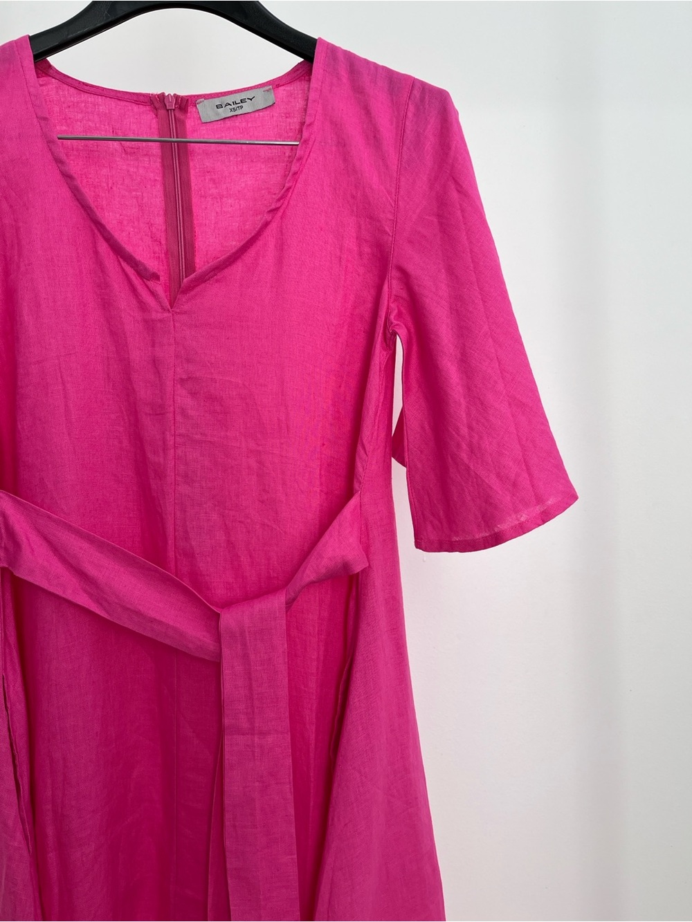 Bailey 100% linen flutter sleeve maxi dress with self belt XS pockets tie waist
